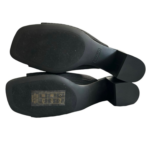 EVERLANE Knit Block Heel Mules‎ Open Toe Slip-On Sandals Black Size 7.5 - Picture 6 of 7